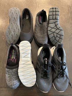 Three pairs of women's sketchers, tennis shoes, size 9 brand new.