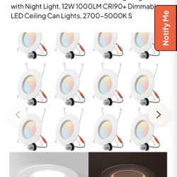 Edishine New 12 Pack 6” Recessed Lights W Night Light