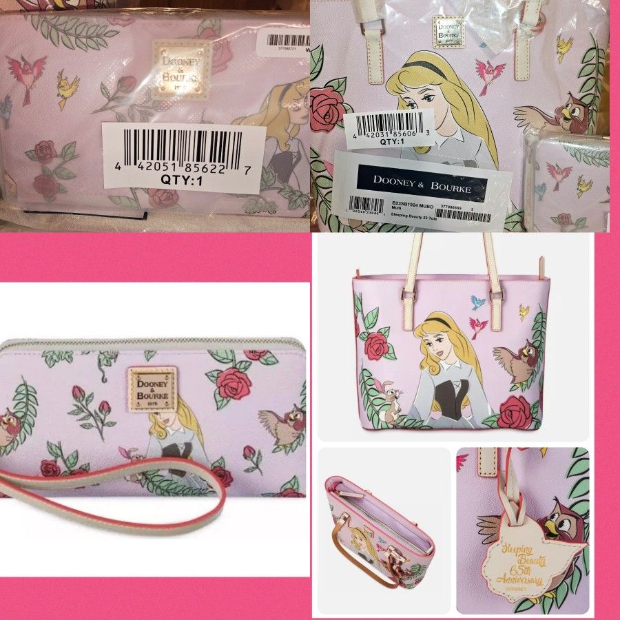 TWO Disney Parks 2024 Sleeping Beauty 65th Anniversary ONE Tote & ONE Wristlet Dooney&Bourke