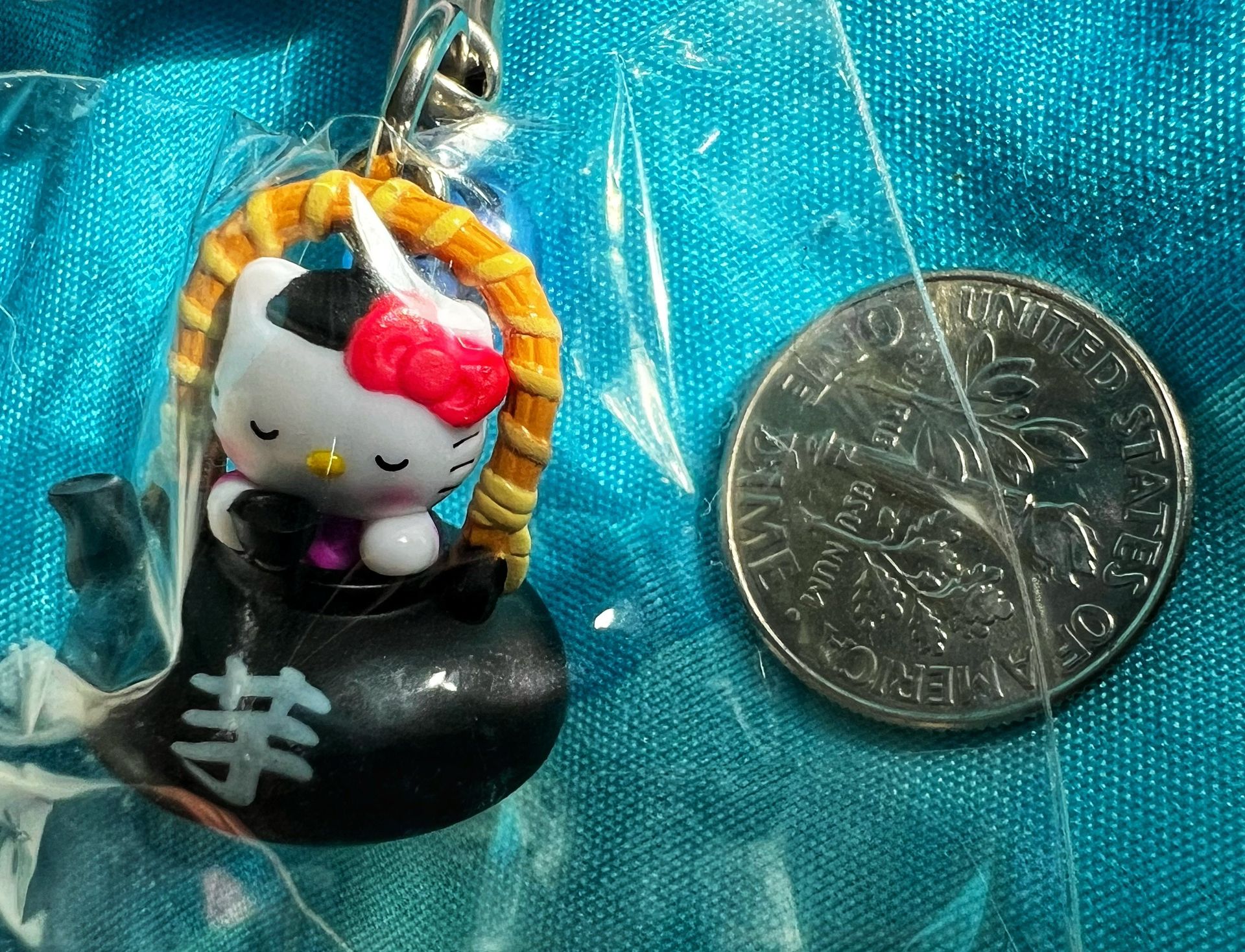 Rare New Hello Kitty Sanrio Netsuke Charm Strap Shochu Sake Pot NWT