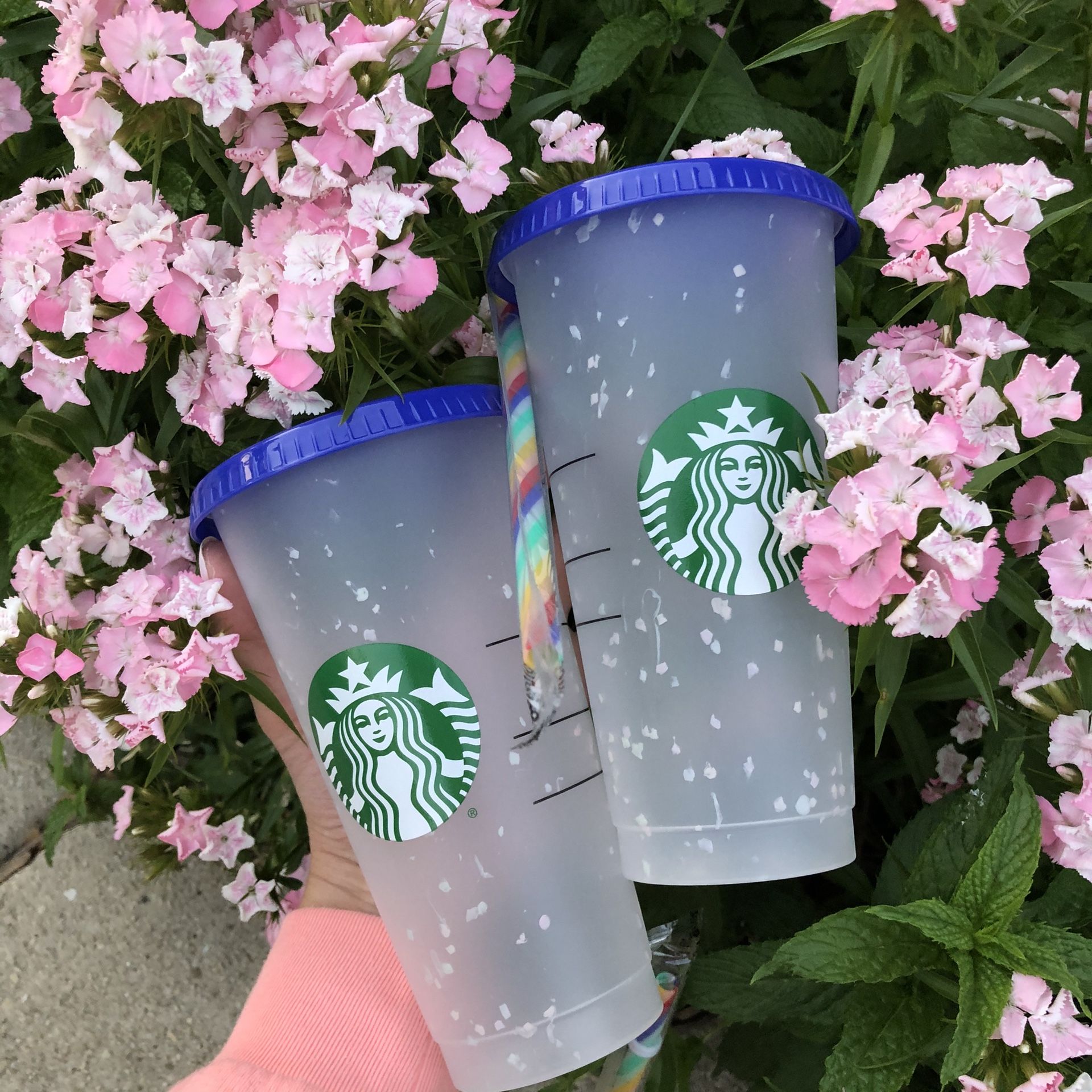 2 New Starbucks Rainbow Confetti Cups