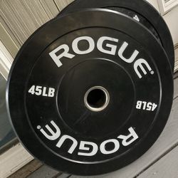 Rogue Fitness Pair Of 45 Lb Olympic Bumper Weight Plates