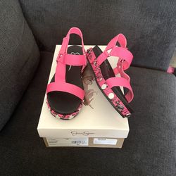 Jessica Simpson 1/2” Studded Heel Pink Sandals