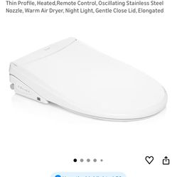 Brondell Thinline T44-EW Swash Electric Bidet Toilet Seat With Thin Profile, Heated,Remote Control, Oscillating Stainless Steel Nozzle, Warm Air Dryer