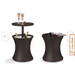 Cool Bar 7.5 Gal. Resin Rattan Drink Cooler Patio Table 