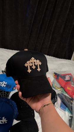 EL BARBAS HATS Black Gold Rhinestone Snapback Cap