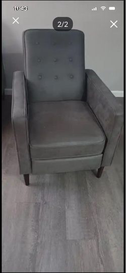 Two Gray Tufted Accent Chair with Wood Legs