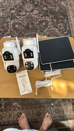 Hiseeu Dual Lens Wireless Solar Camera, 4MP WiFi Security Camera, PTZ 360°, PIR Motion Detection, Color Night Vision, IP66, 2-Way Audio, 2.4G WiFi,