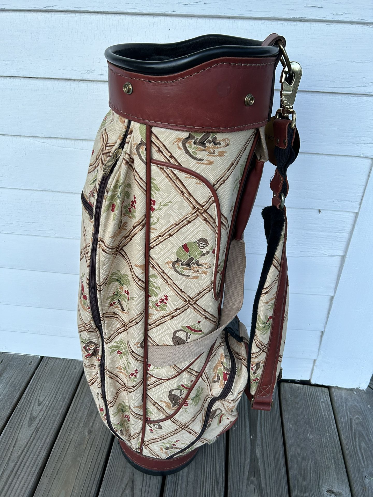 Vintage Birdie Fabric Golf Bag W/Cover-Rare Custom Print- Monkey