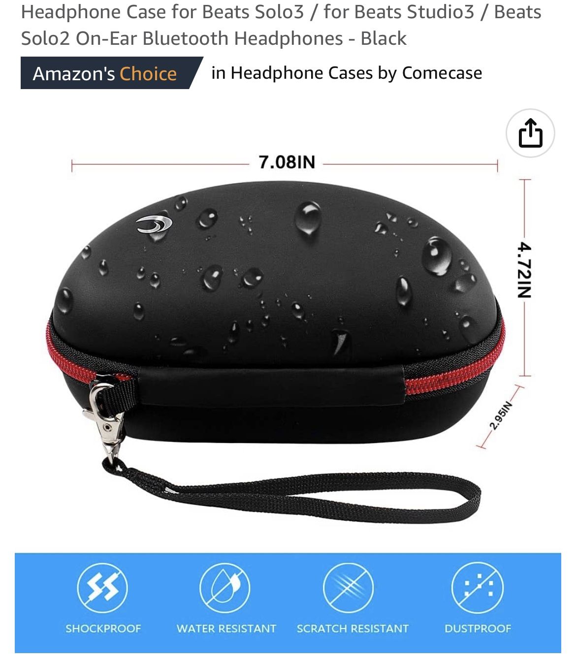 Headphone Case for Beats Bluetooth Headphones - Black