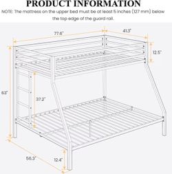 🛏️ Twin Over Full Bunk Bed + 2 Mattresses Included – $200
