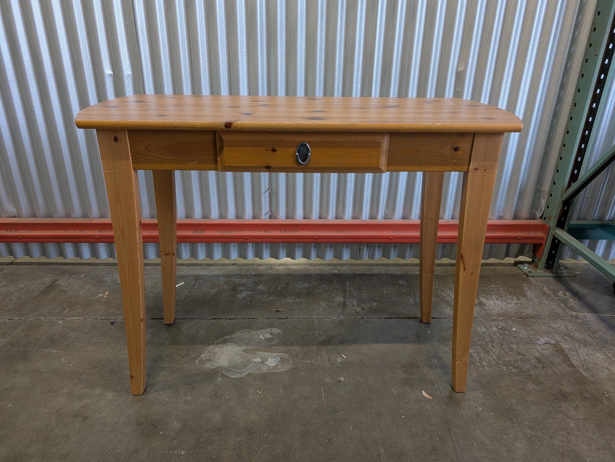 Natural Wood Writing Console Table with Single Drawer