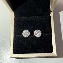 6.5mm Round Pave Moissanite Diamond Earrings 