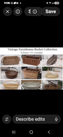 Vintage Farmhouse Basket Collection – 9 Shown / 15+ Available – Antique Wicker Storage