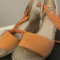Vince Camuto Lace Up Orange Wedges Heels