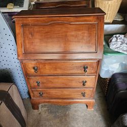 Pair Of Antique English Walnut Drop Front Desk / Secretary! All Original! Circa 1930's  ! 