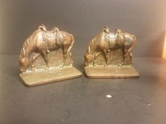 Mid century bronze horse bookends Bronmet beautiful w patina and heavy