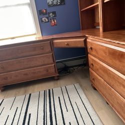 Full Size Captain’s Bed Frame And Matching Dresser And Desk