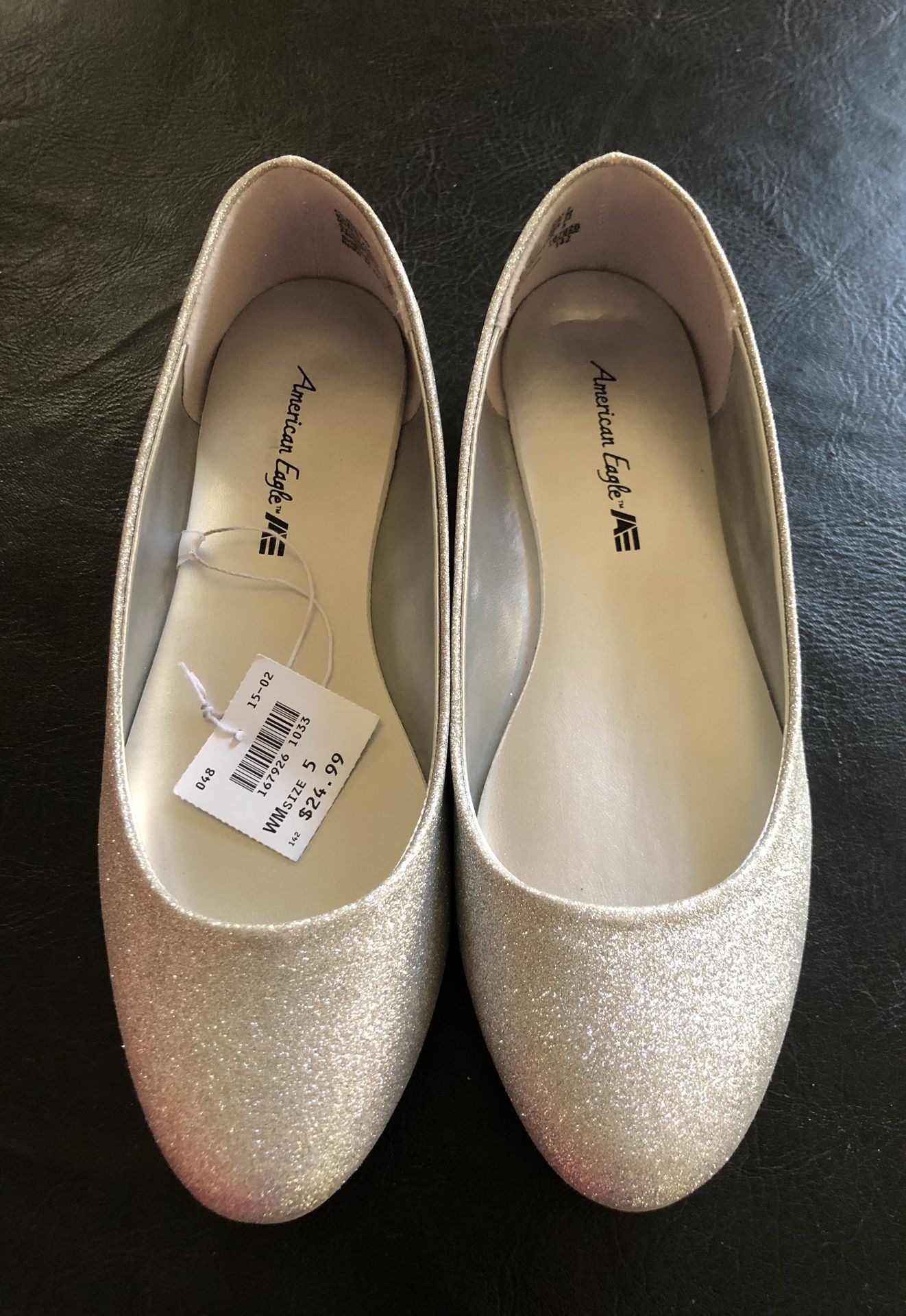 Girls American Eagle Glitter Flats Size 5 (New)