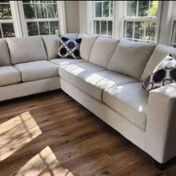 Brand New Artisan 2pc Full Length Oat Beige Sectionals