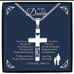 1pc Stainless Steel Chain Minimalist Men's Day Gift Cross Necklace For My Dad