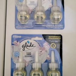 2 Packs Of Glade PlugIns Scented Oil (3 Refills/Total 6 Refills) Air Freshener Clean Linen For $11/$11 Por Los 2 Paquetes