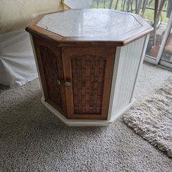 Two Solid Oak Octagon End Tables