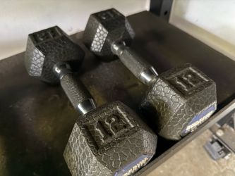 Pair of 12lb Hex Dumbbells