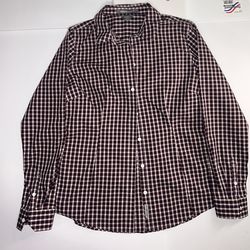 Eddie Bauer Women's Flannel Plaid Button Down Long Sleeve Shirt Size Medium M