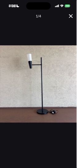 One Heavy Black CB2 Metal Floor Lamp & Frosted Glass