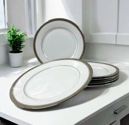 Noritake Manor Platinum 4297 Set of 6 Dinner Plates 10.5” Fine China