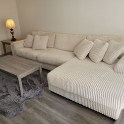 Ashley Couch Armless + sectional chaise (3pcs) + 3 Tables 
