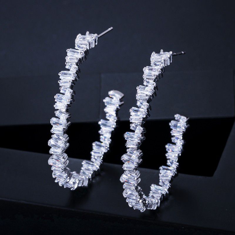 "Fashion Big Open Crystal Round Hoop Earrings for Women, VP1015
 
  