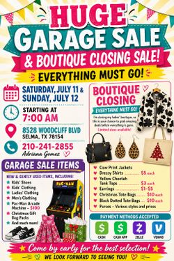 Garage Sale Saturday July 11 and Sunday July 12th