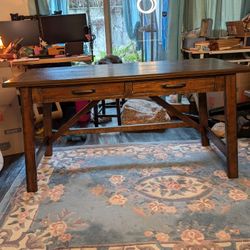 Large rustic 60" x 26" desk with drawers
