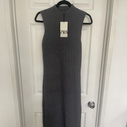 NWT Zara Grey Knit Dress - Size M 