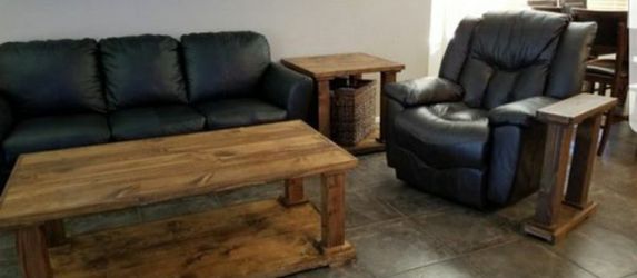 Rustic coffe table, end table and recliner table