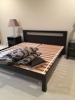 King size bedroom set two nightstands and TV stand two chairs