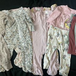 Baby Girl Sleepers And Leggings Bundle 