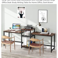 Double Computer Desk with Printer Shelf