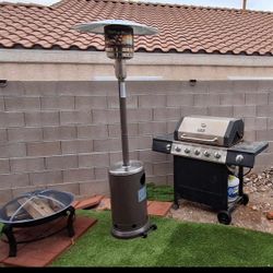 50000 BTU Propane Patio Heater for Outdoor Double-Layer Stainless Steel Burner, Wheels, Triple Prote