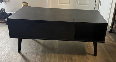 Wooden Center Table - Black Lift Top with Storage