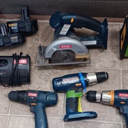 Drills  Skilsaw.and Dewalt Chargers