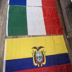Used Flags Size 3ftx5ft France, Italy, Ecuador