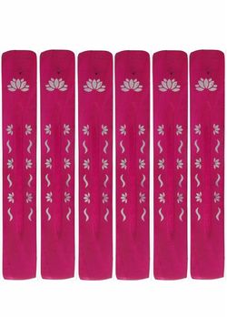 Set of 6 Wooden Incense Burners, 10 Inches Long in Striking Red