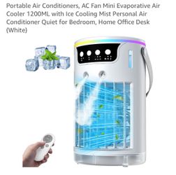 Portable Air Conditioners, AC Fan Mini Evaporative Air Cooler 1200ML with Ice Cooling Mist Personal Air Conditioner Quiet for Bedroom, Home Office Des