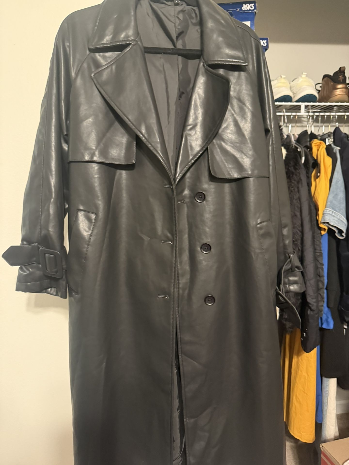 Women’s Long Faux Leather Jacket 