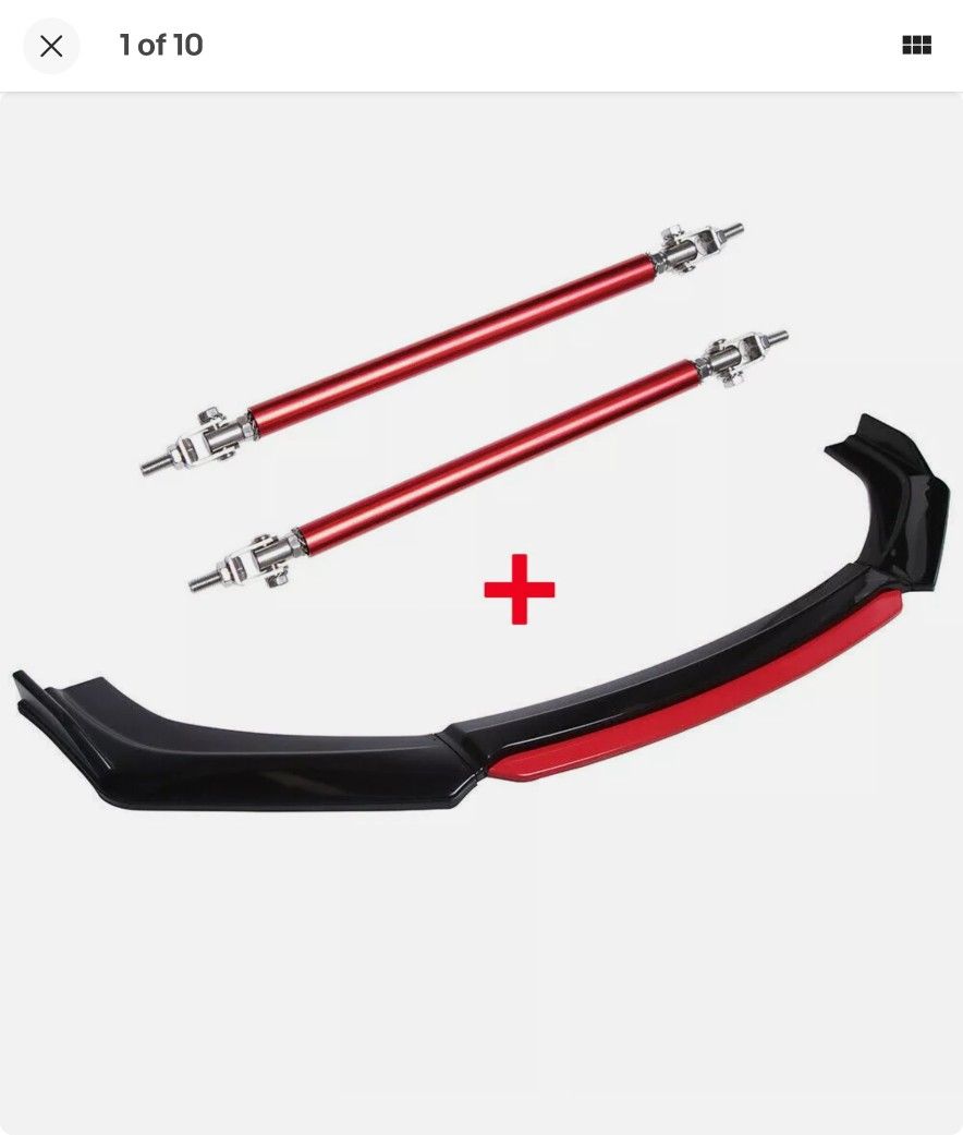 Dodge Charger SRT RT SXT Red Front Bumper Lip Spoiler Splitter + Strut Rods