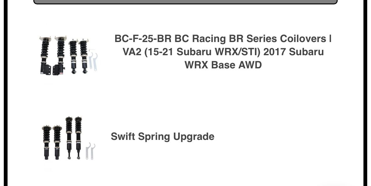 15-21 Wrx/sti Bc Coilovers Brand New