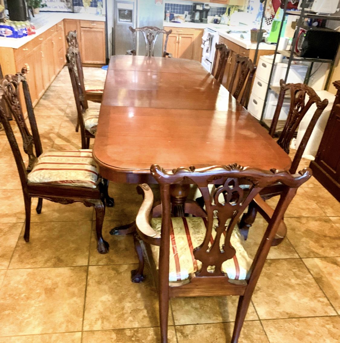 8-chair Vintage Table With Matching Hutch